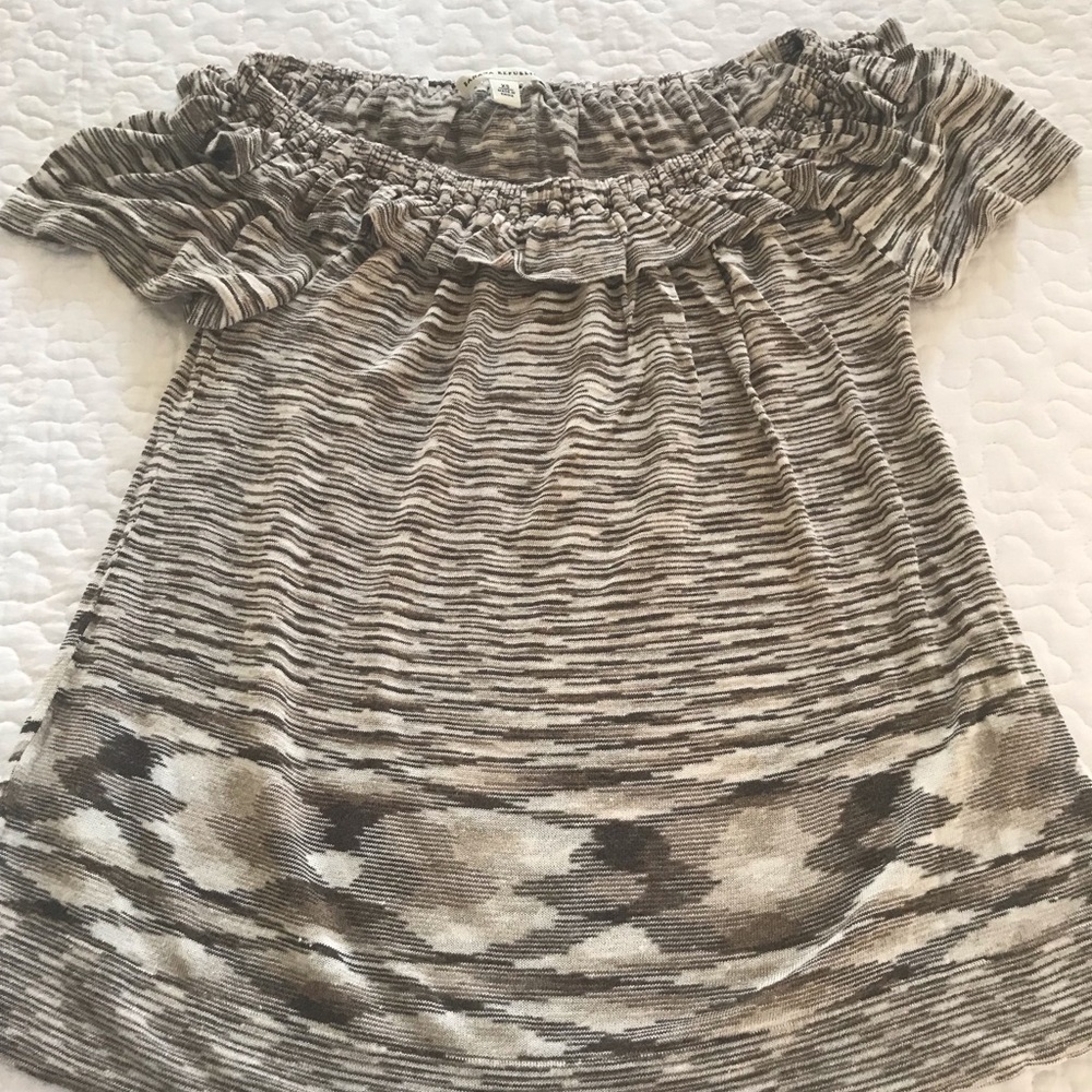 Banana Republic Brown Ruffle Space Dye Top